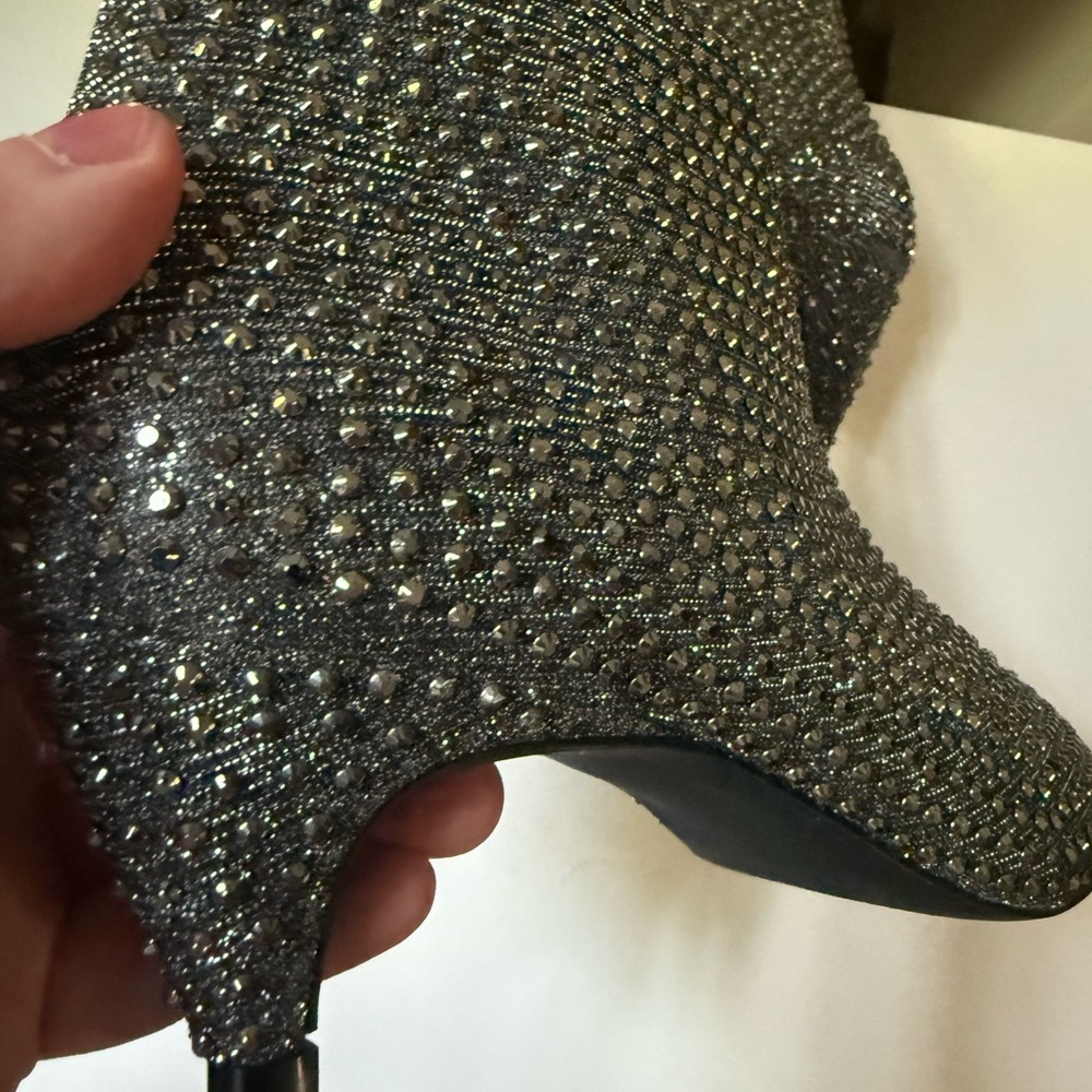 Design Lab Lord & Taylor Silver Rhinestone Ankle Booties - Picture 8 of 9